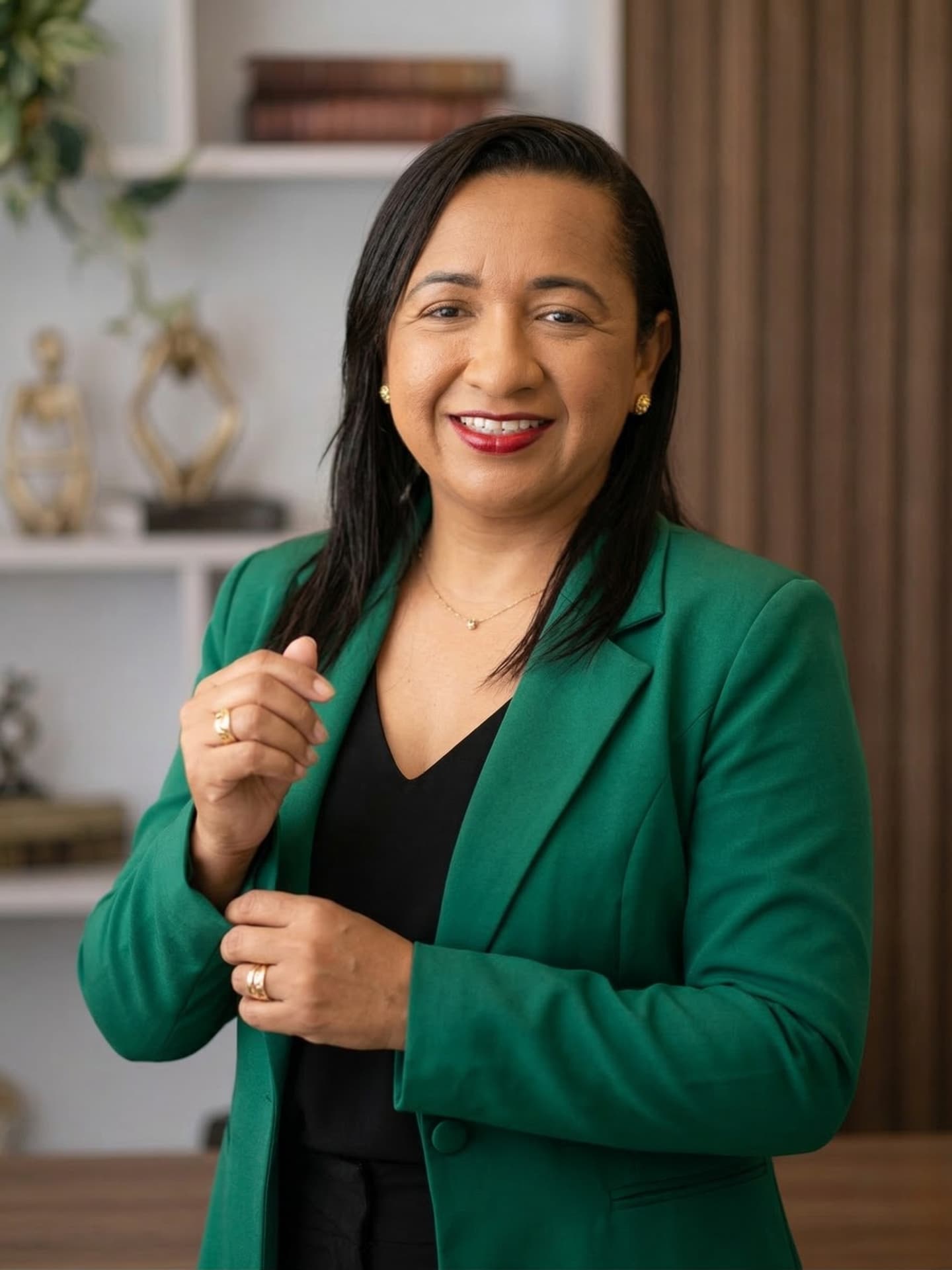 Jocasta Silva em seu escritório de corretagem